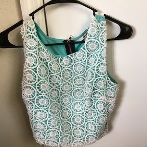 Papaya Lace Blue Crop Top